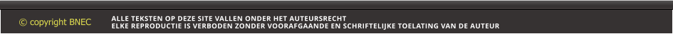 © copyright BNEC  ALLE TEKSTEN OP DEZE SITE VALLEN ONDER HET AUTEURSRECHT ELKE REPRODUCTIE IS VERBODEN ZONDER VOORAFGAANDE EN SCHRIFTELIJKE TOELATING VAN DE AUTEUR